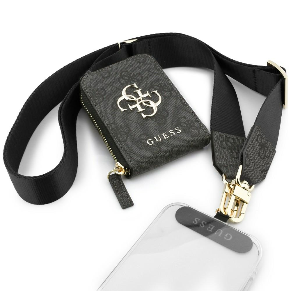 Универсален каишка за телефон с джоб на цип - Guess 4G Metal Logo (GUUCNKKP4DGMK) - Черен