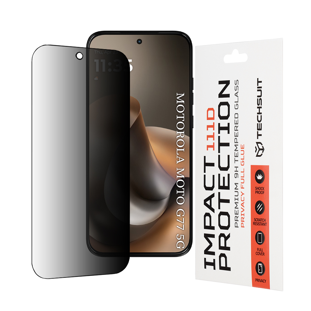 Капак за Motorola Moto G77 / G67 - Techsuit 111D Privacy Full Glue - Черен