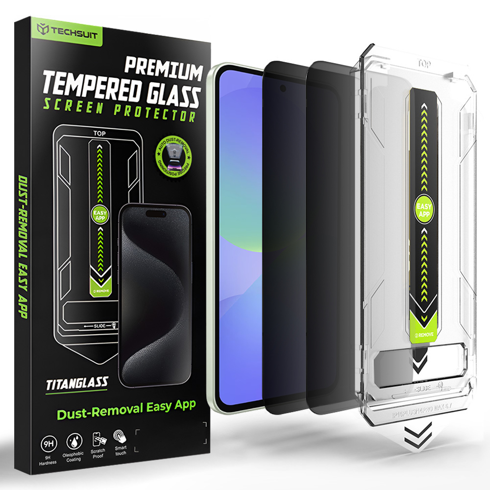 Протектор за екран за Samsung Galaxy A36 5G / A37 5G (Комплект от 2) - Techsuit TitanGlass CrystalHD [Съвместимо отключване с пръстов отпечатък] - Поверителност