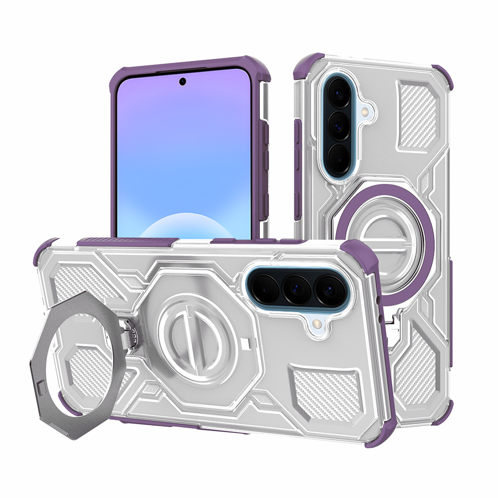Калъф за Samsung Galaxy A57 5G - Techsuit Carbon Shield PRO - Лилав прозрачен
