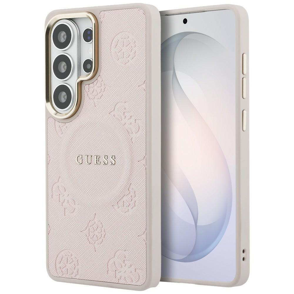 Чантичка за Samsung Galaxy S26 Ultra - Guess Saffiano Peony Embossed Ring MagSafe (GUHMS26LPSAMSECP) - Розова