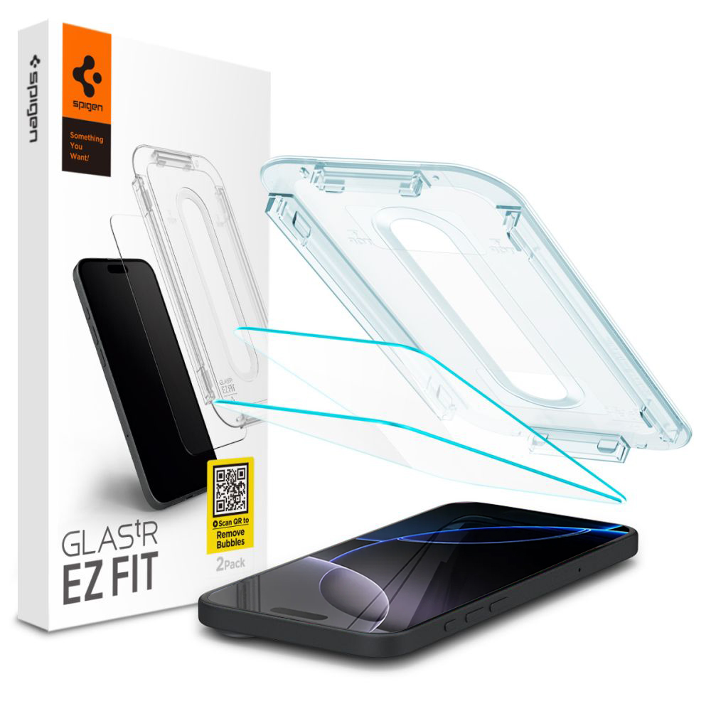 Калъф за iPhone 16 Pro / iPhone 17 / iPhone 17 Pro (комплект 2) - Spigen Glas.tR EZ FIT (AGL07928) - Прозрачен