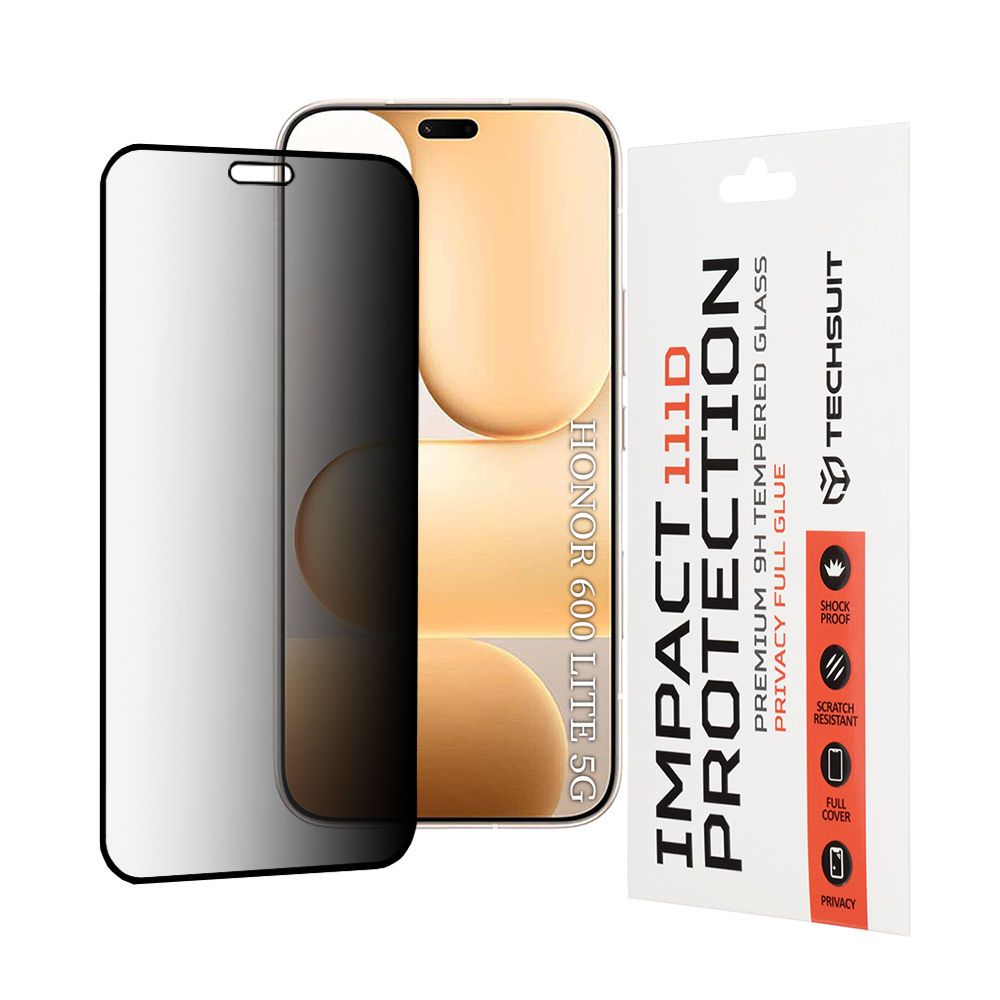 Капак за Honor 600 Lite - Techsuit 111D Privacy Full Glue - Черен