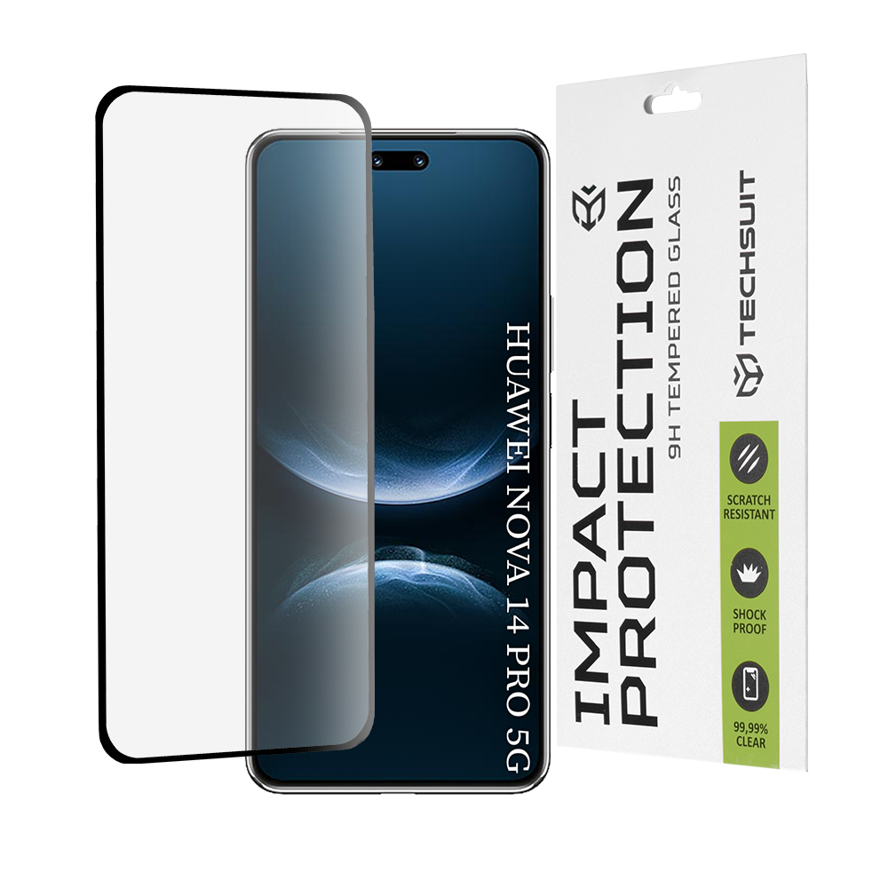 Калъф за Huawei nova 14 Pro - Techsuit 111D Full Cover / Full Glue Glass / 3D Curved Screen - Черен