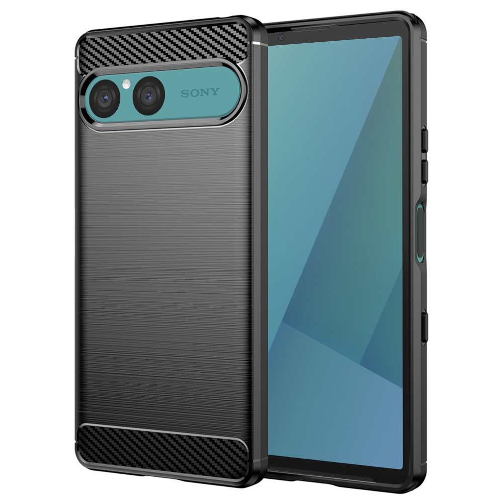 Калъф за Sony Xperia 10 VII - Techsuit Carbon Silicone - Черен