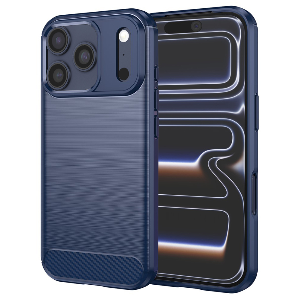 Калъф за iPhone 17 Pro - Techsuit Carbon Silicone - Син