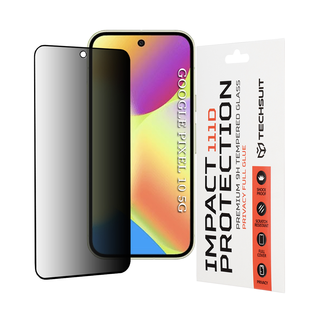Капак за Google Pixel 10 - Techsuit 111D Privacy Full Glue - Черен