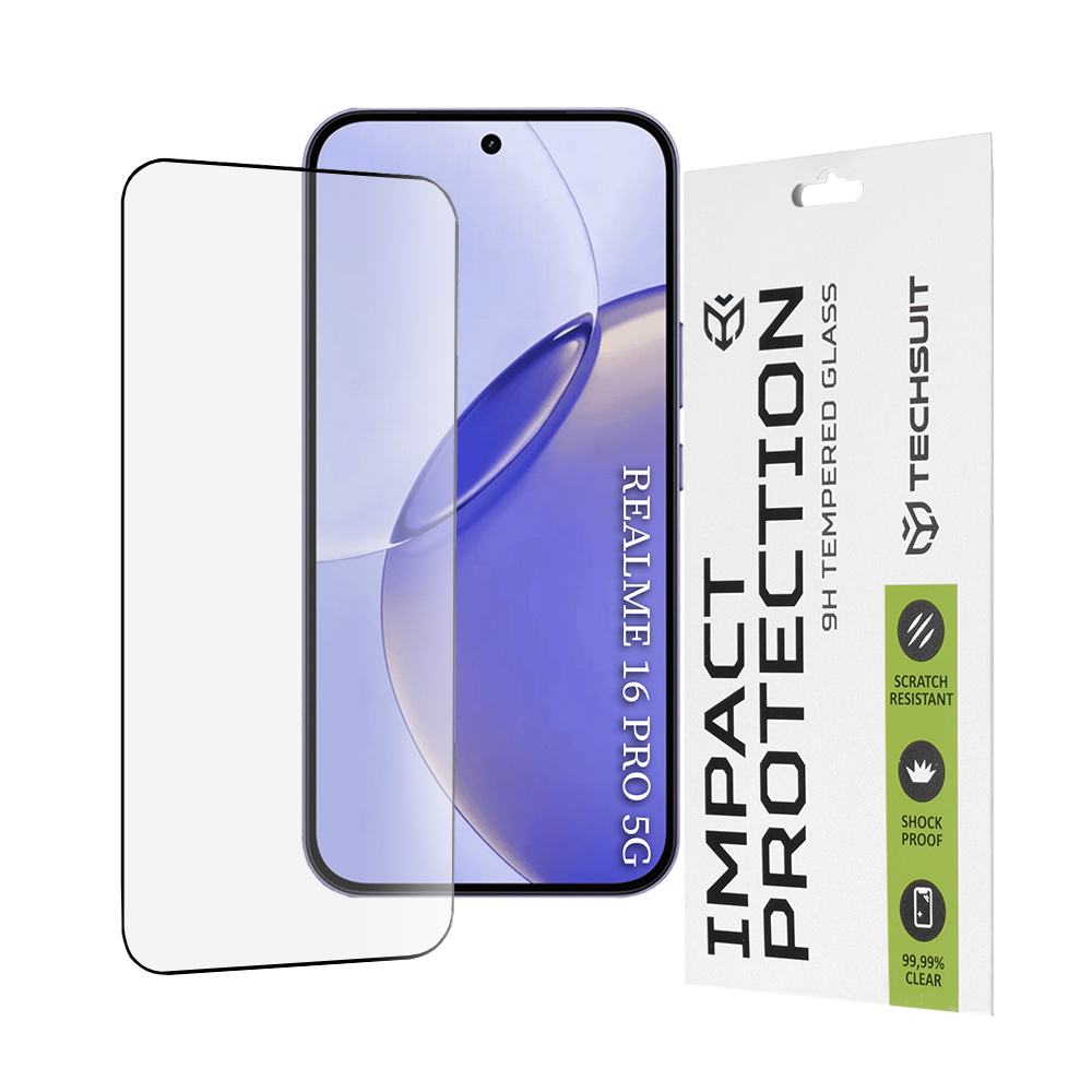 Фолио за Realme 16 Pro - Techsuit 111D Full Cover / Full Glue Glass - черно