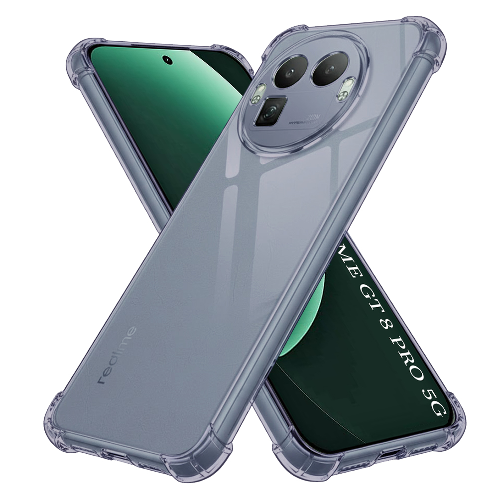 Калъф за Realme GT 8 Pro - Techsuit Shockproof Прозрачен Silicone [Round Camera Cutout] - Smoke Черен