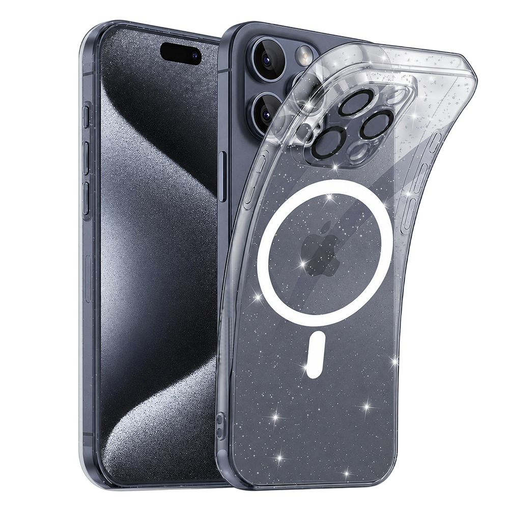 Калъф за iPhone 15 Pro - Techsuit SparkleSkin MagSafe Series - Прозрачен