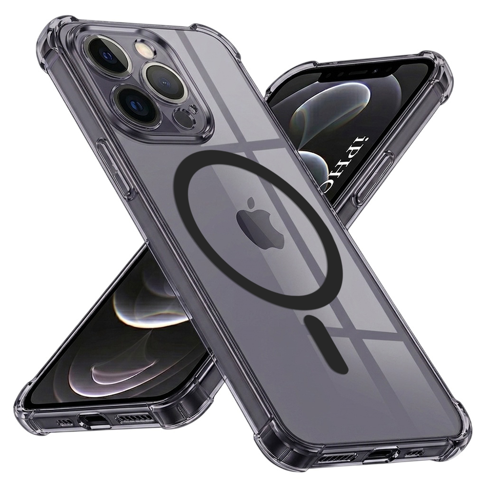 Калъф за iPhone 12 Pro - Techsuit Shockproof Прозрачен Silicone MagSafe - Smoke Черен