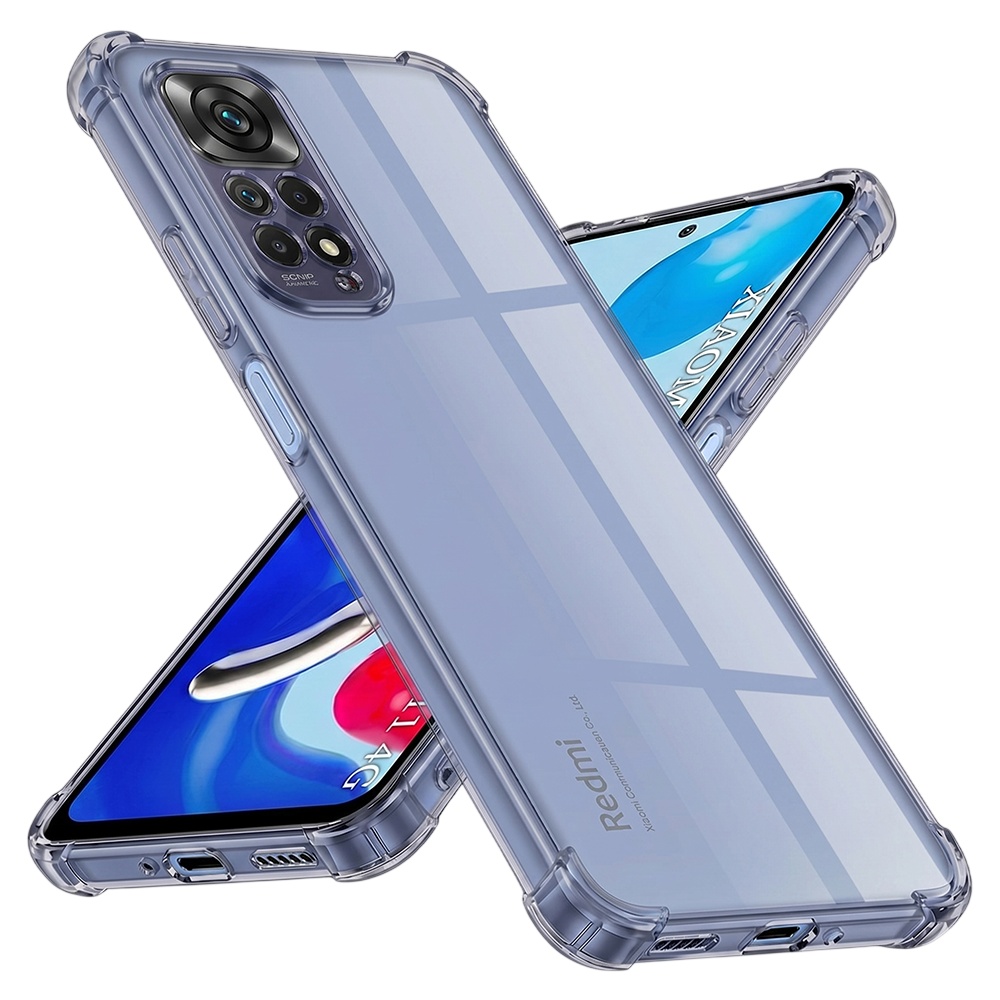 Калъф за Xiaomi Redmi Note 11 / Note 11S - Techsuit Shockproof Прозрачен Silicone - Smoke Черен