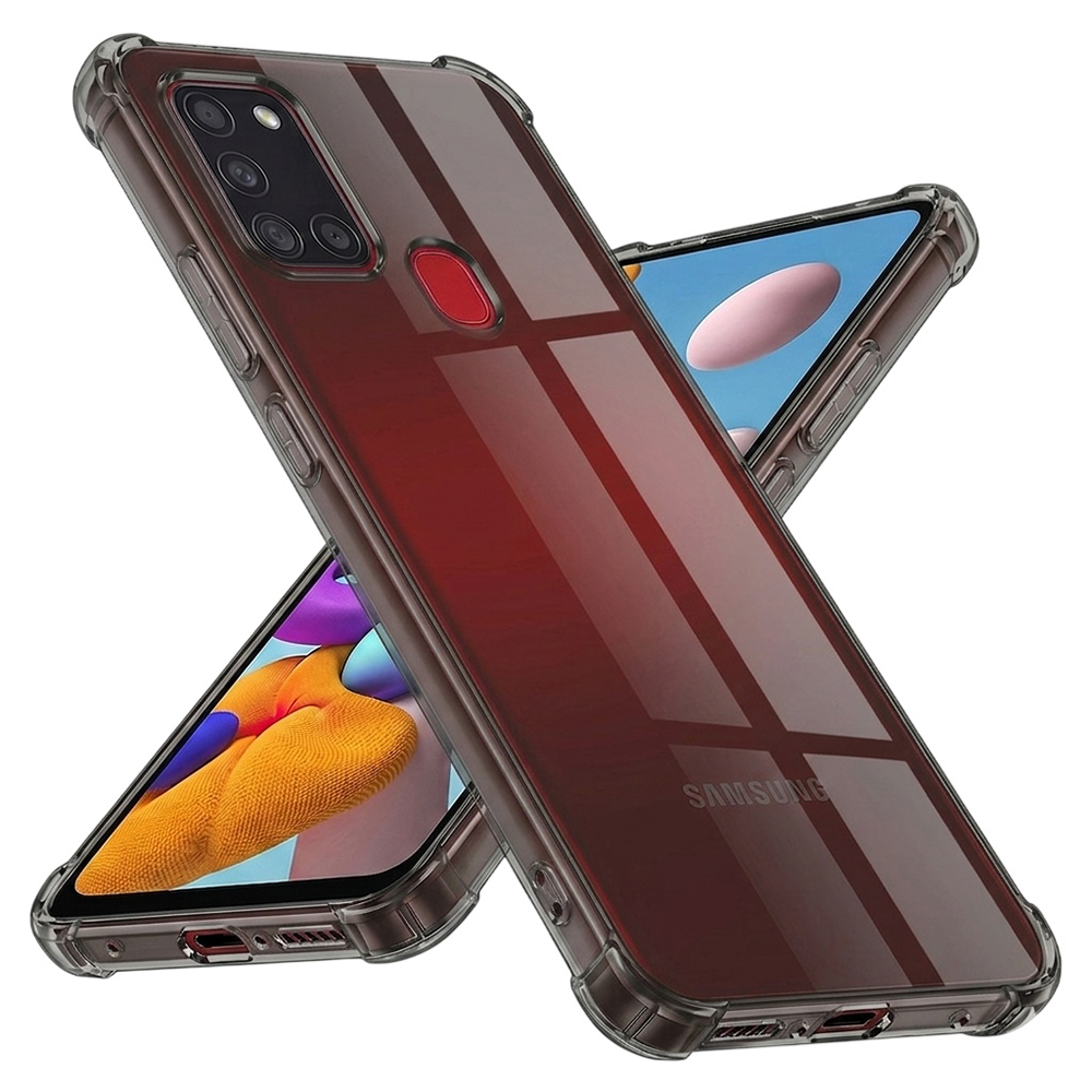 Калъф за Samsung Galaxy A21s - Techsuit Shockproof Прозрачен Silicone - Smoke Черен