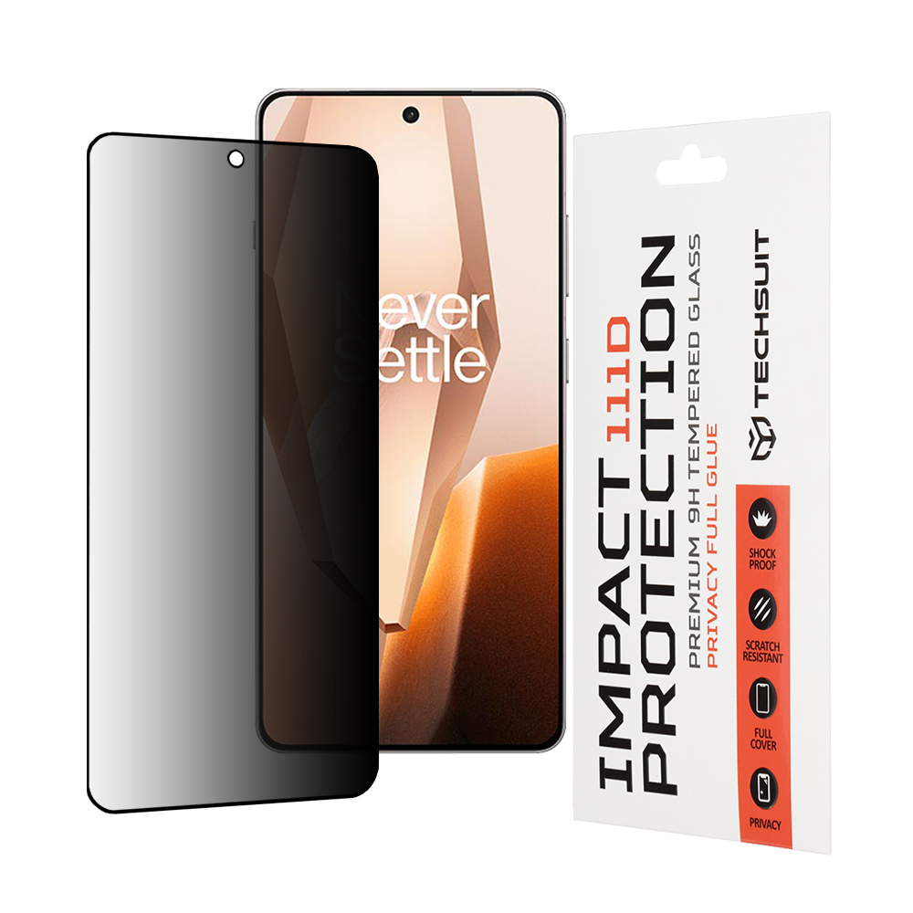 Фолио за OnePlus 13R - Techsuit 111D Privacy Full Glue - черно