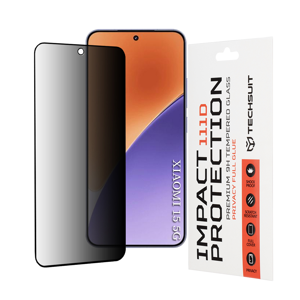 Калъф за Xiaomi 15 - Techsuit 111D Privacy Full Glue - Черен