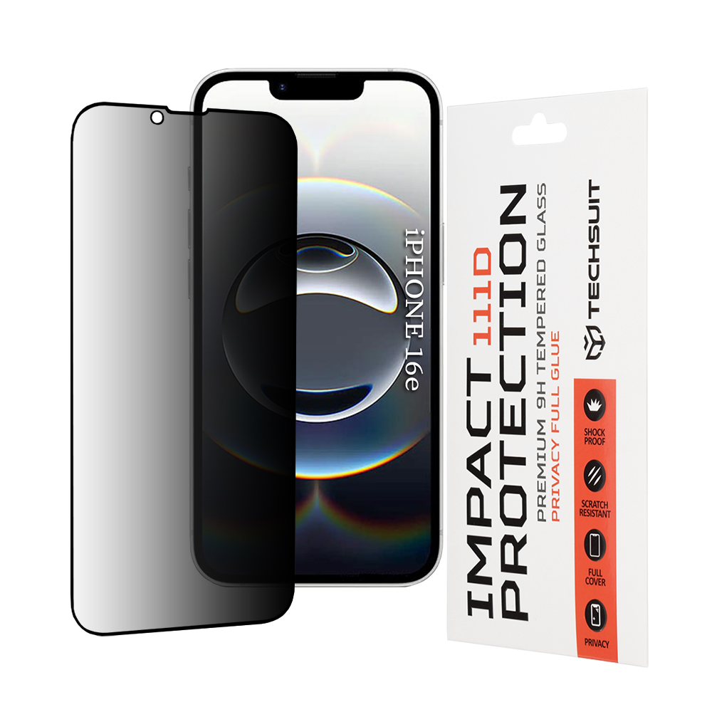 Калъф за iPhone 16 Pro - Techsuit 111D Privacy Full Glue - Черен