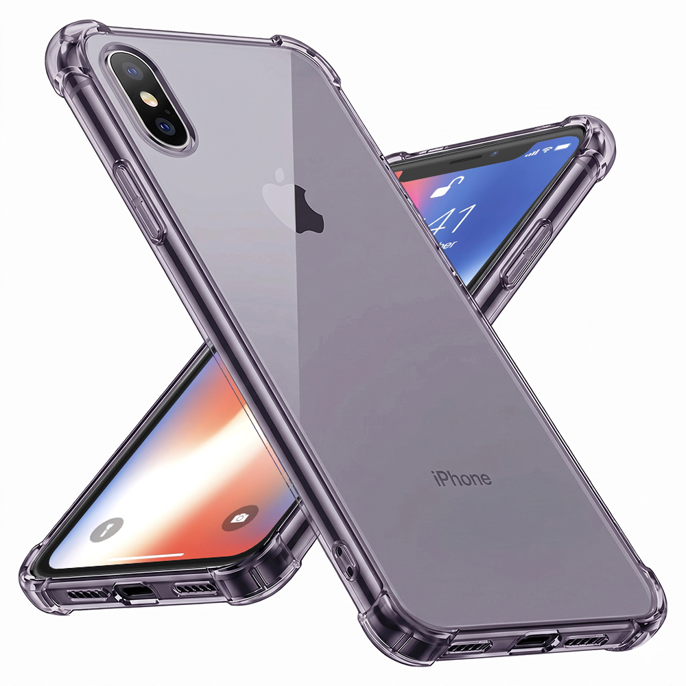 Калъф за iPhone X / iPhone XS - Techsuit Shockproof Прозрачен Silicone - Smoke Черен