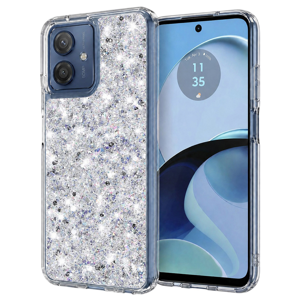 Калъф за Motorola Moto G14 - Techsuit Sparkly Glitter - Бял