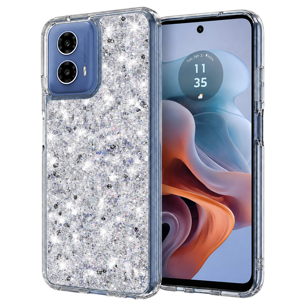 Калъф за Motorola Moto G34 / Moto G45 - Techsuit Sparkly Glitter - Бял