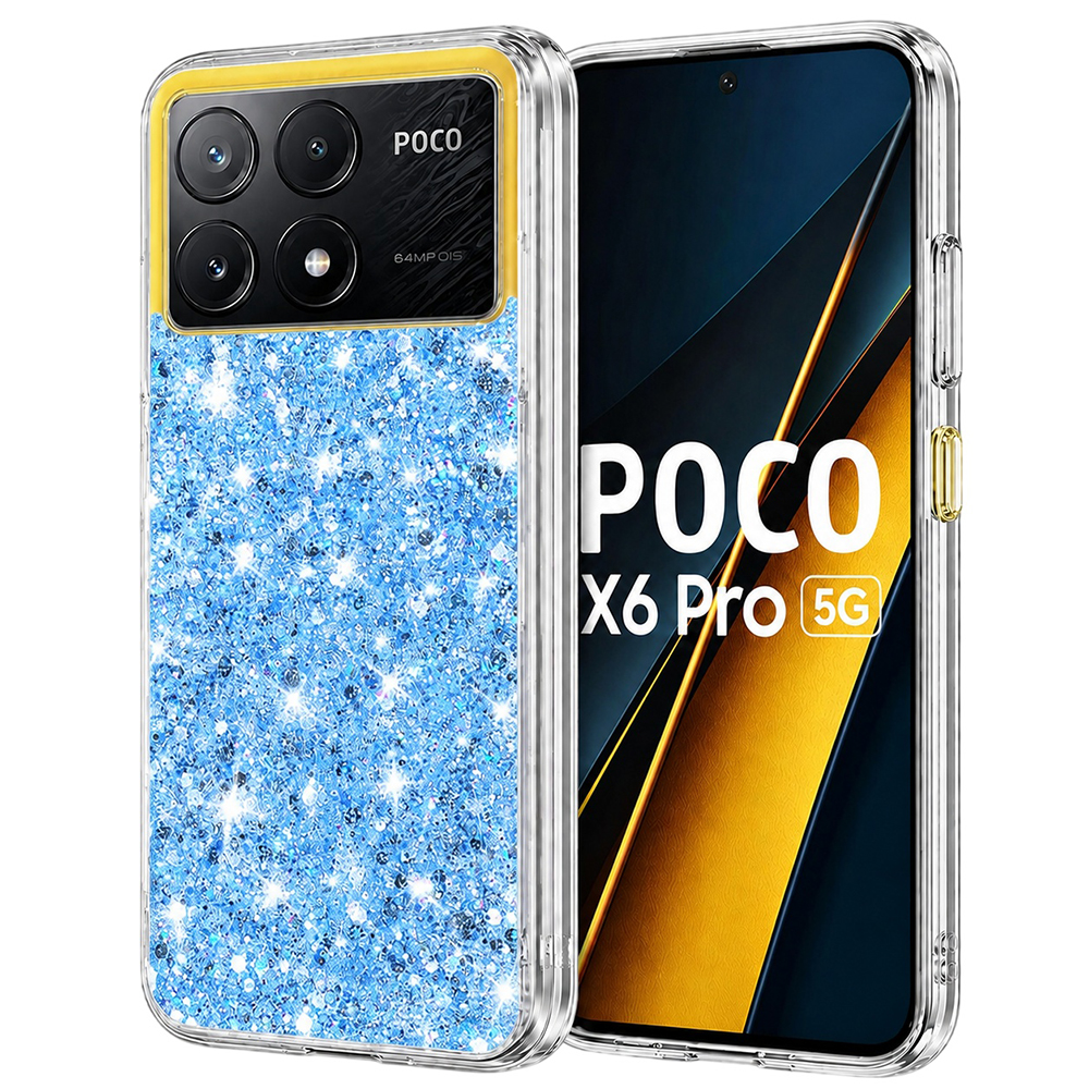 Калъф за Xiaomi Poco X6 Pro - Techsuit Sparkly Glitter - Син
