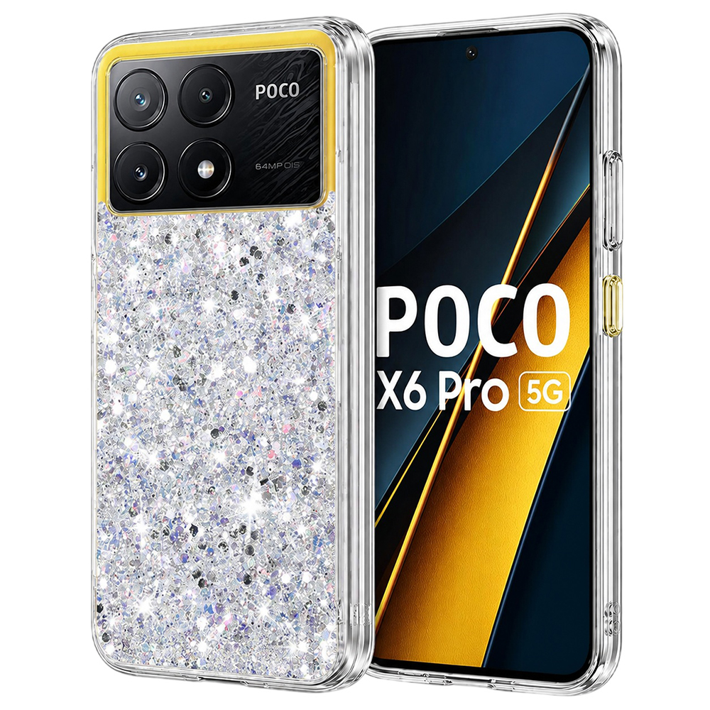 Калъф за Xiaomi Poco X6 Pro - Techsuit Sparkly Glitter - Бял