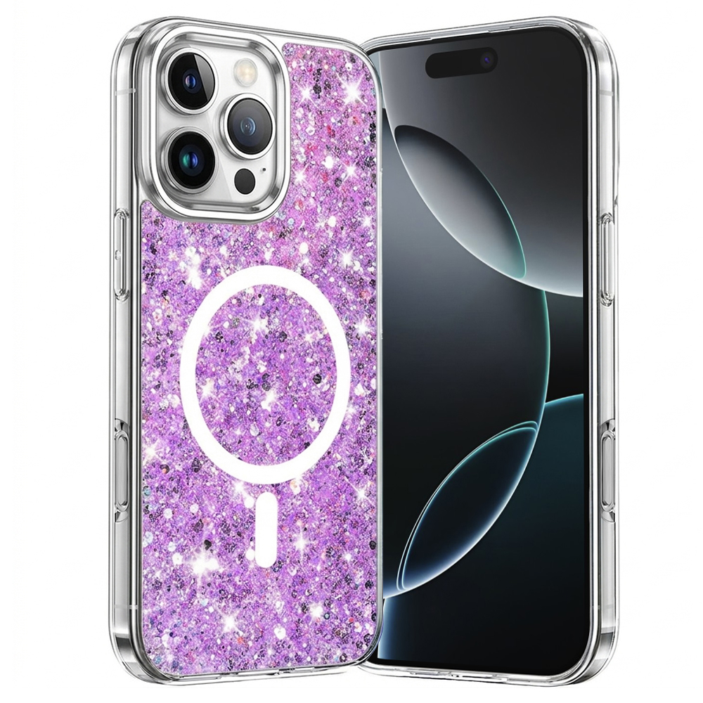 Калъф за iPhone 16 Pro - Techsuit Sparkly Glitter MagSafe Magenta - Magenta