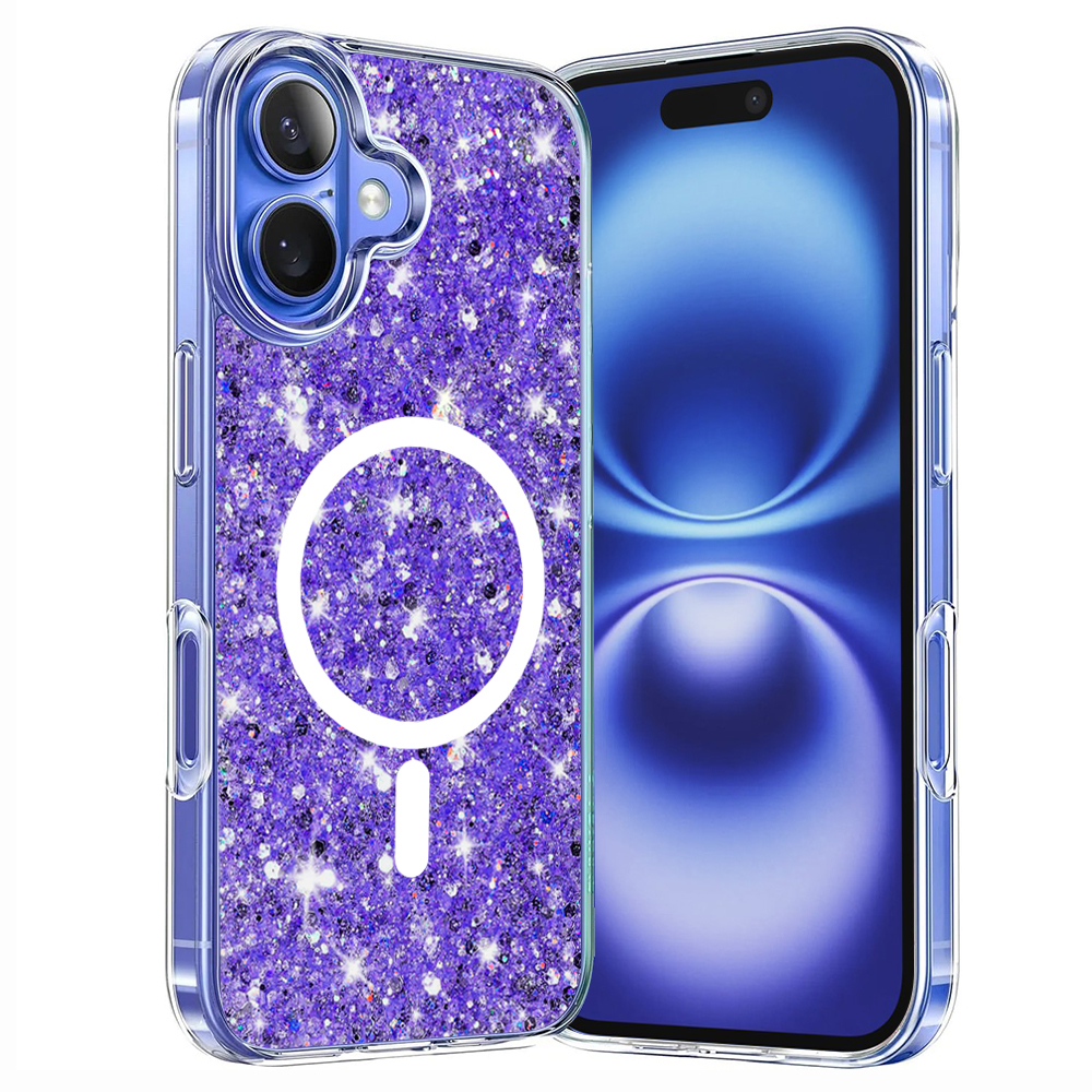 Калъф за iPhone 16 - Techsuit Sparkly Glitter MagSafe MagSafe - Лилав