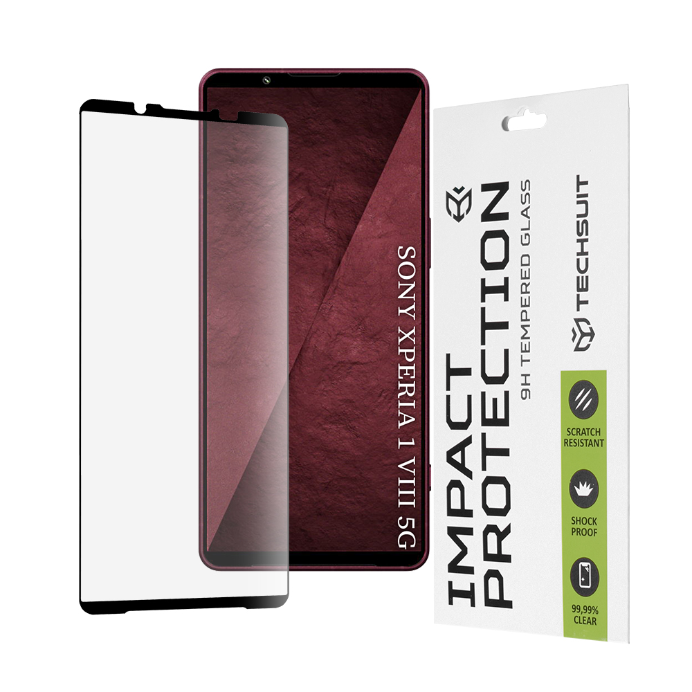 Капак за Sony Xperia 1 VIII - Techsuit 111D Full Cover / Full Glue Glass - Черен