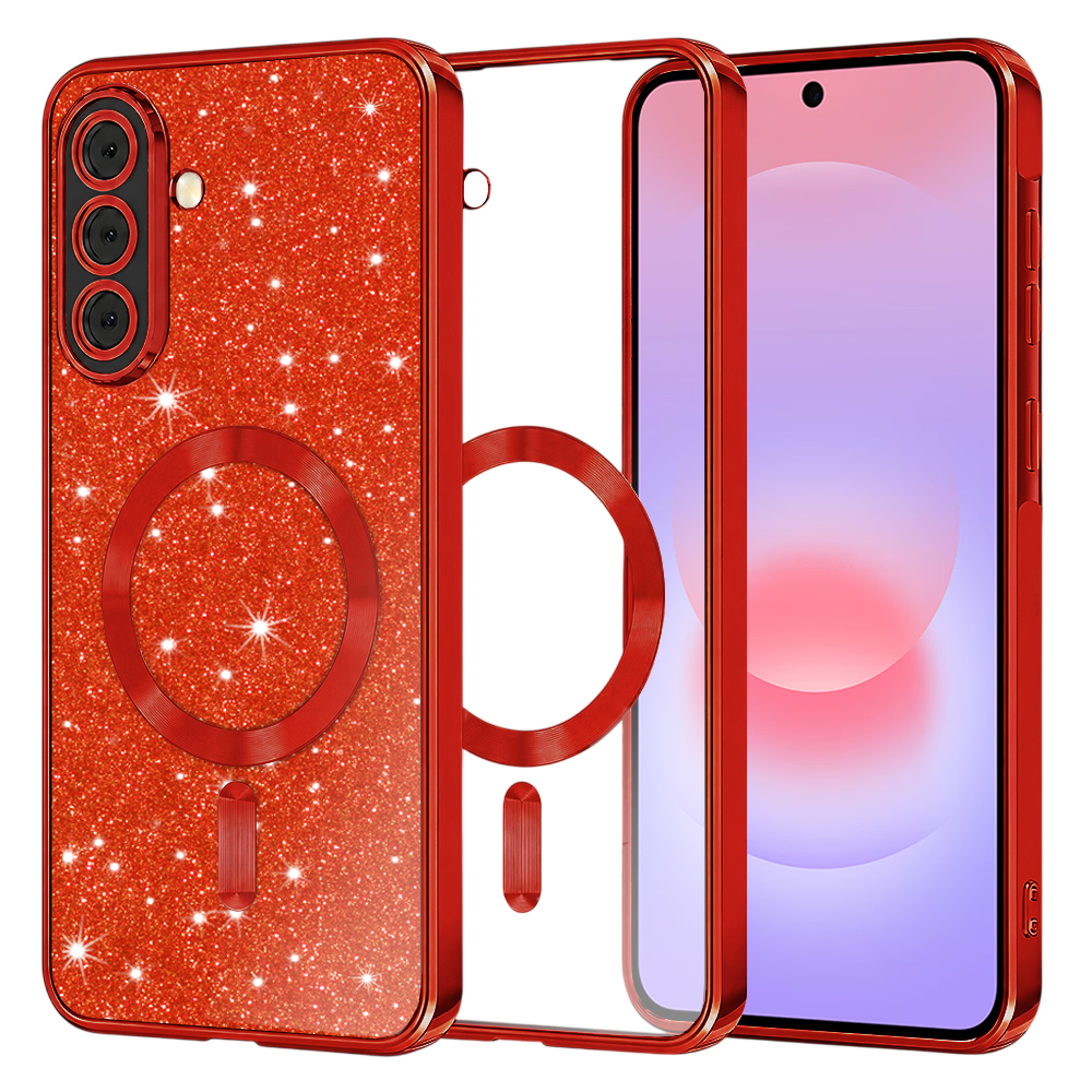 Калъф за Samsung Galaxy A37 5G - Techsuit Luxury Glitter MagSafe - Червен