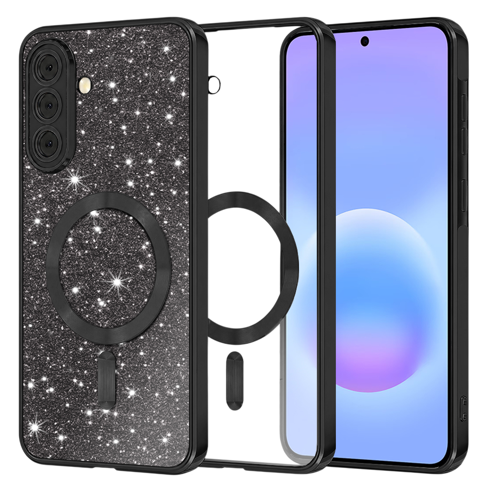 Калъф за Samsung Galaxy A57 5G - Techsuit Luxury Glitter MagSafe - Черен