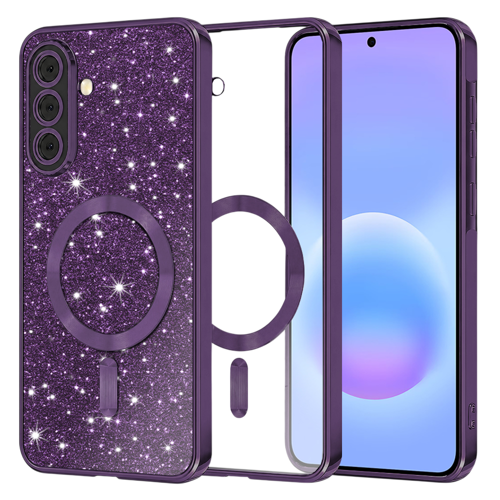 Калъф за Samsung Galaxy A57 5G - Techsuit Luxury Glitter MagSafe - Deep Лилав