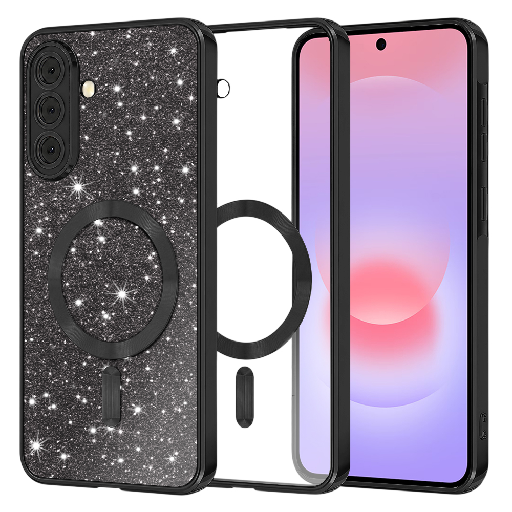 Калъф за Samsung Galaxy A37 5G - Techsuit Luxury Glitter MagSafe - Черен