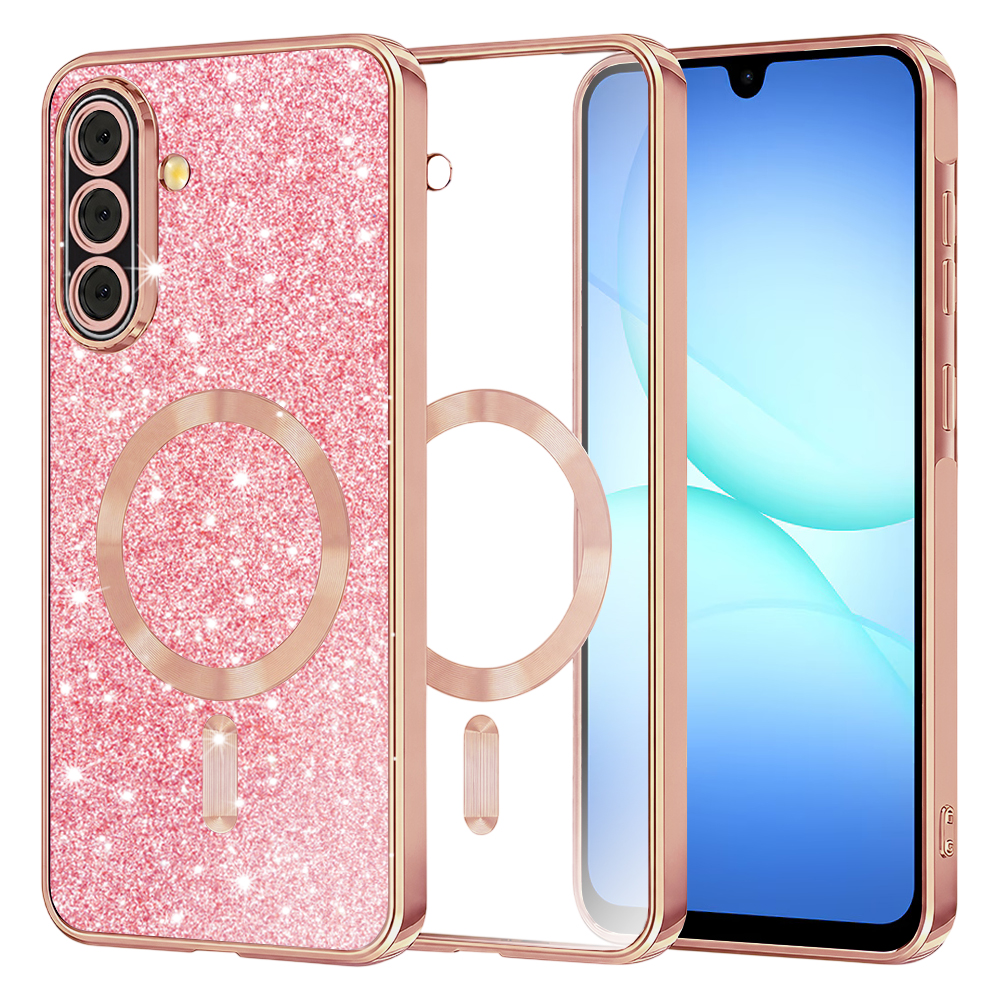 Калъф за Samsung Galaxy A17 5G / A17 4G / M17 / F17 - Techsuit Luxury Glitter MagSafe MagSafe - Розово злато