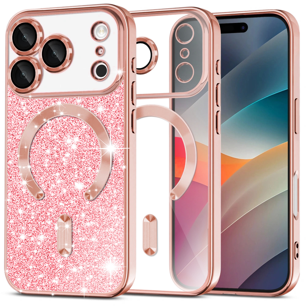 Калъф за iPhone 17 Pro Max - Techsuit Luxury Glitter MagSafe - Розово злато