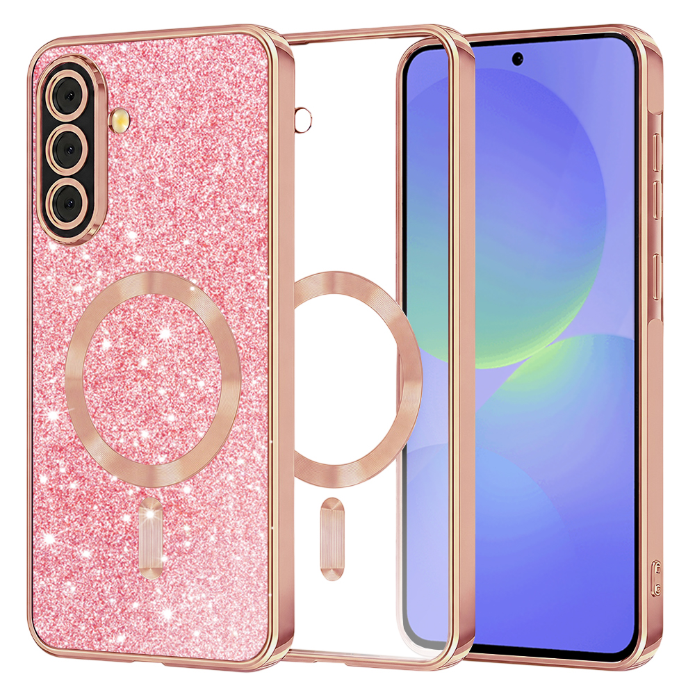 Калъф за Samsung Galaxy A36 5G / A56 5G - Techsuit Luxury Glitter MagSafe - Розово злато