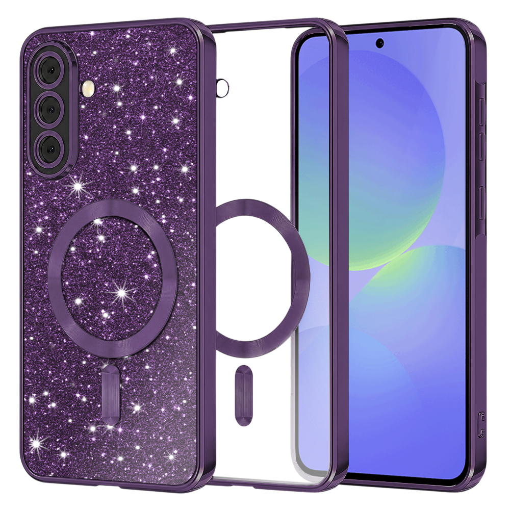 Калъф за Samsung Galaxy A36 5G / A56 5G - Techsuit Luxury Glitter MagSafe - Deep Лилав