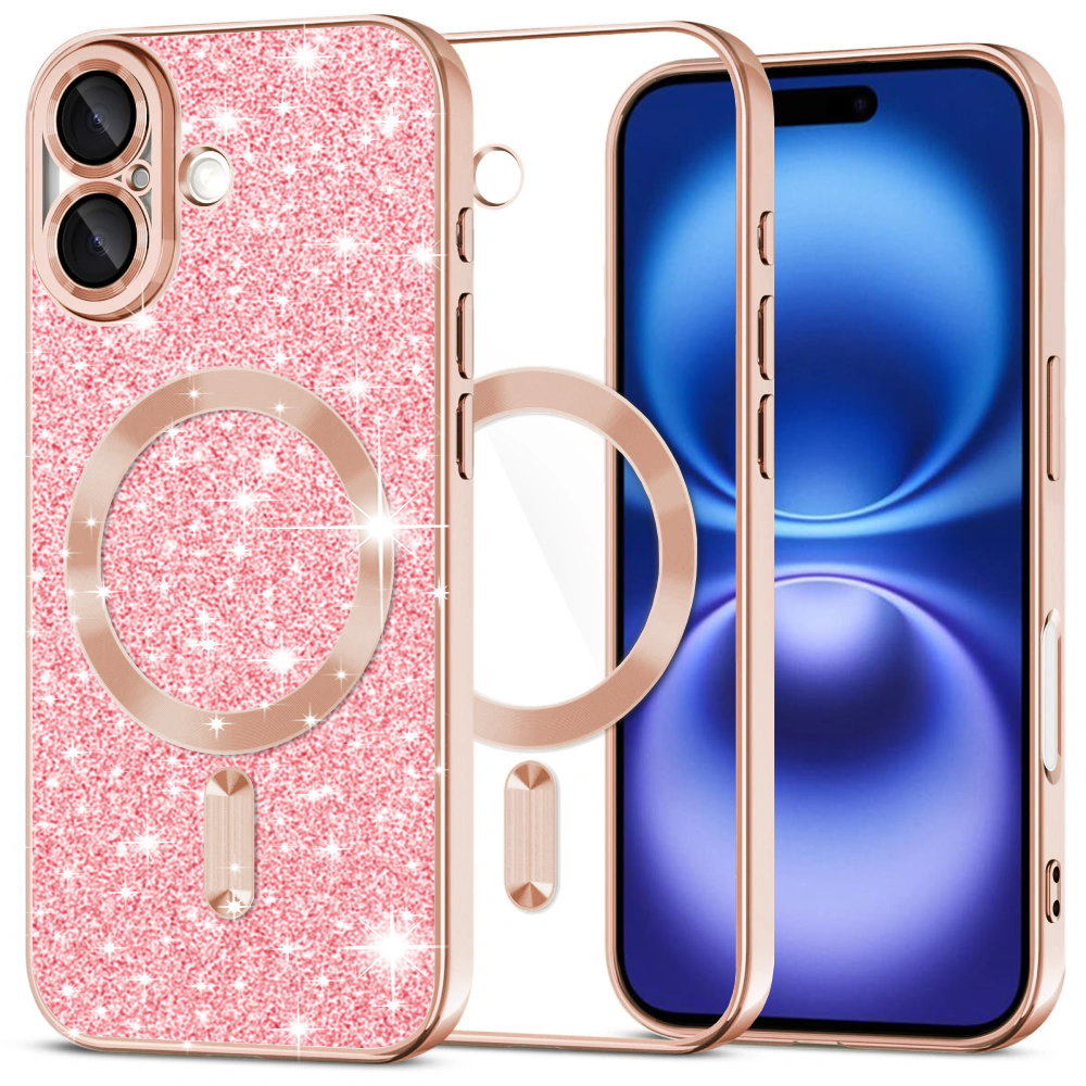 Калъф за iPhone 16 - Techsuit Luxury Glitter MagSafe - Розово злато