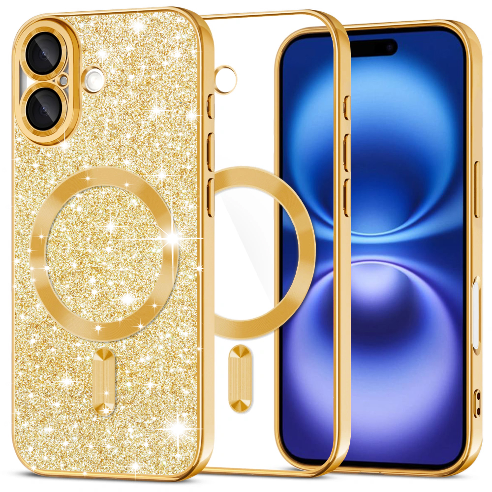 Калъф за iPhone 16 - Techsuit Luxury Glitter MagSafe MagSafe - Златист