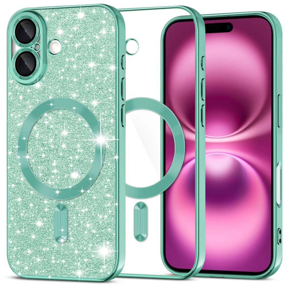 Калъф за iPhone 16 Plus - Techsuit Luxury Glitter MagSafe - Светлозелен