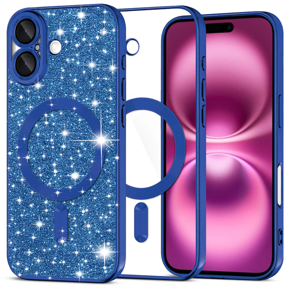 Калъф за iPhone 16 Plus - Techsuit Luxury Glitter MagSafe - Deep Син
