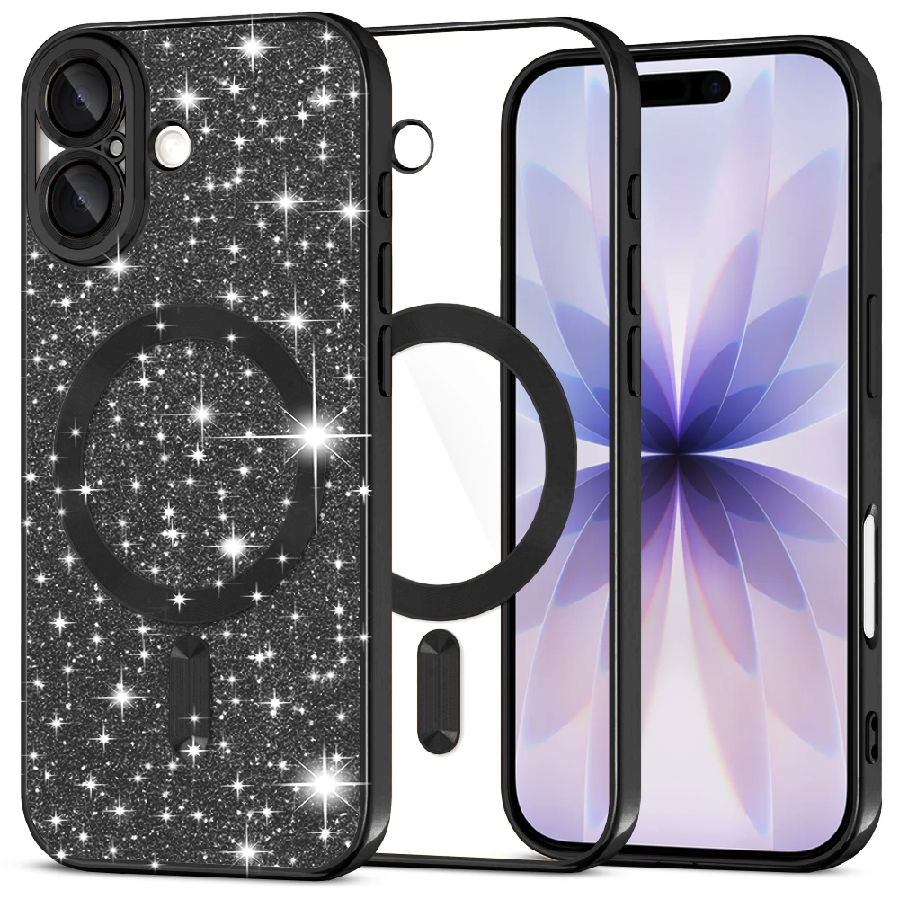 Калъф за iPhone 17 - Techsuit Luxury Glitter MagSafe - Черен