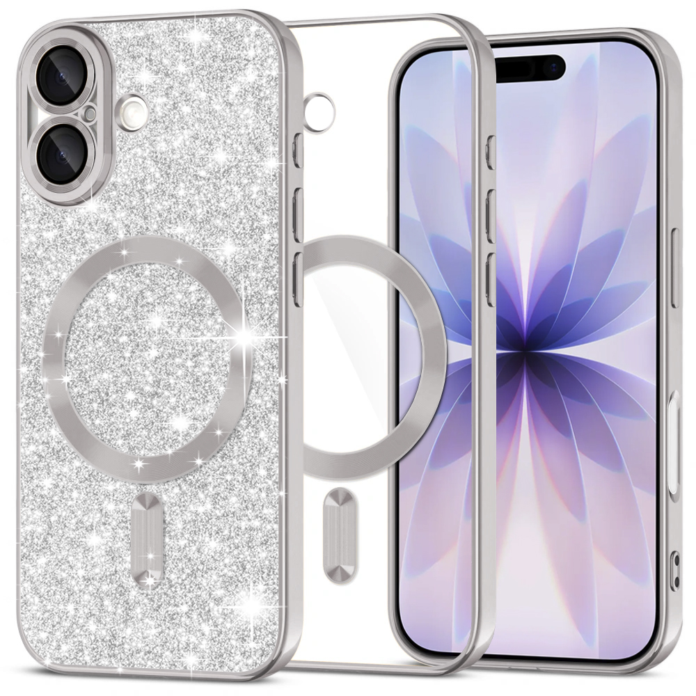 Калъф за iPhone 17 - Techsuit Luxury Glitter MagSafe - Сребрист
