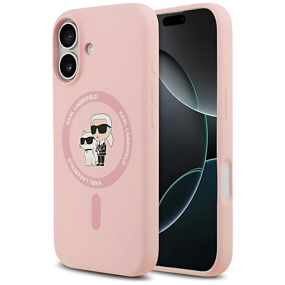 Калъф за iPhone 17 - Karl Lagerfeld Silicone Ring MagSafe (KLHMP17SSCMCMKCRHP) - Розов Karl&Choupette