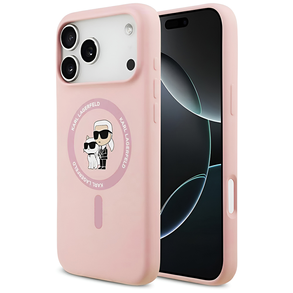 Калъф за iPhone 17 Pro Max - Karl Lagerfeld Silicone Ring MagSafe (KLHMP17XSCMKCRHP) - Розов Karl&Choupette