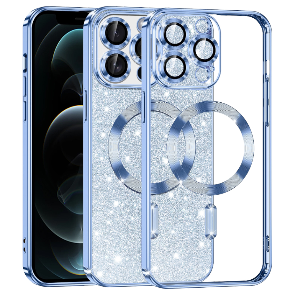 Калъф за iPhone 12 Pro - Techsuit Luxury Glitter MagSafe - Светлосин