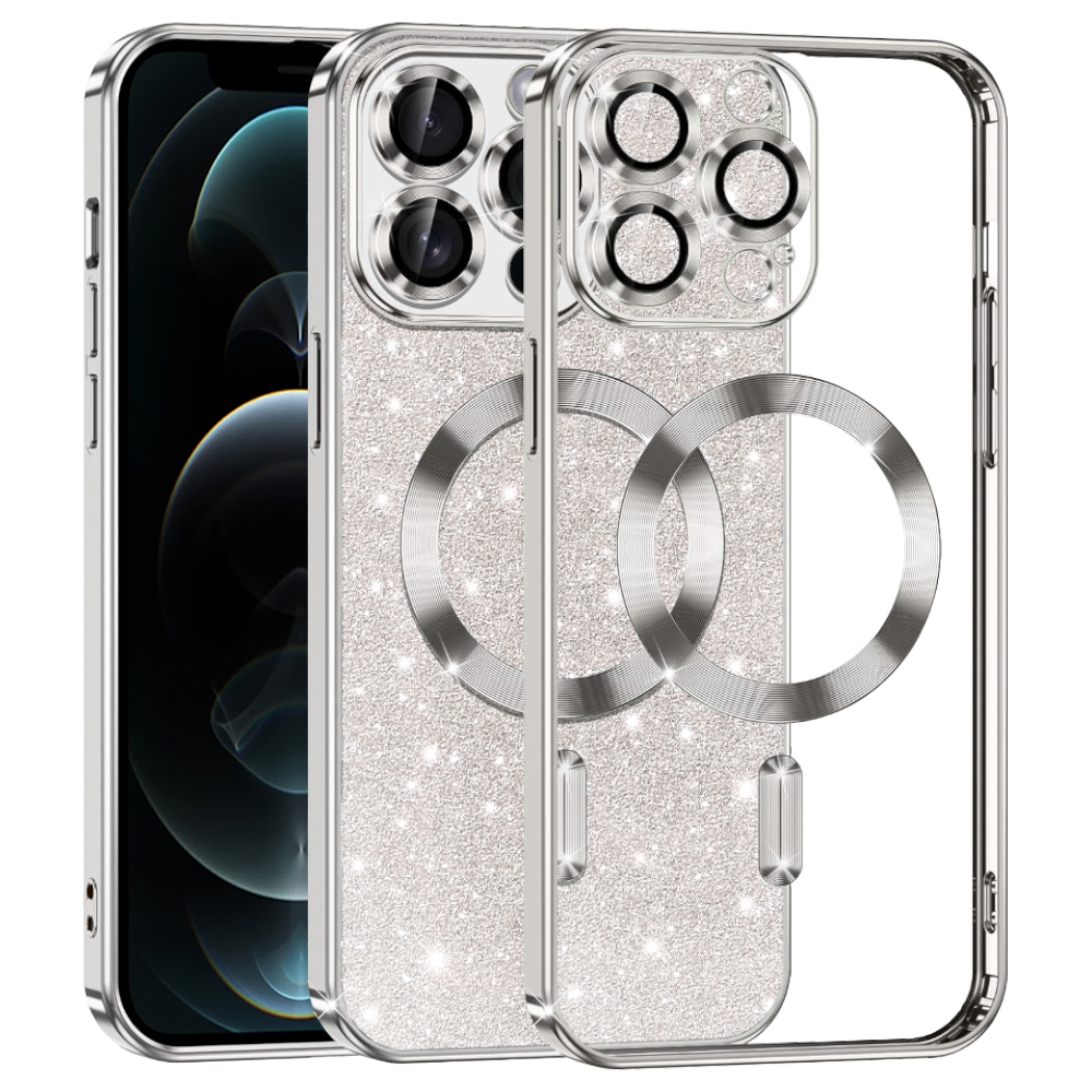 Калъф за iPhone 12 Pro - Techsuit Luxury Glitter MagSafe - Сребрист