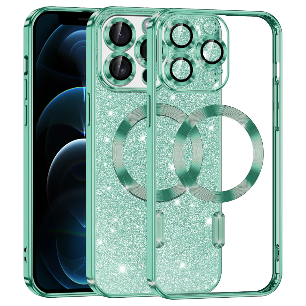 Калъф за iPhone 12 Pro Max - Techsuit Luxury Glitter MagSafe - Светлозелен