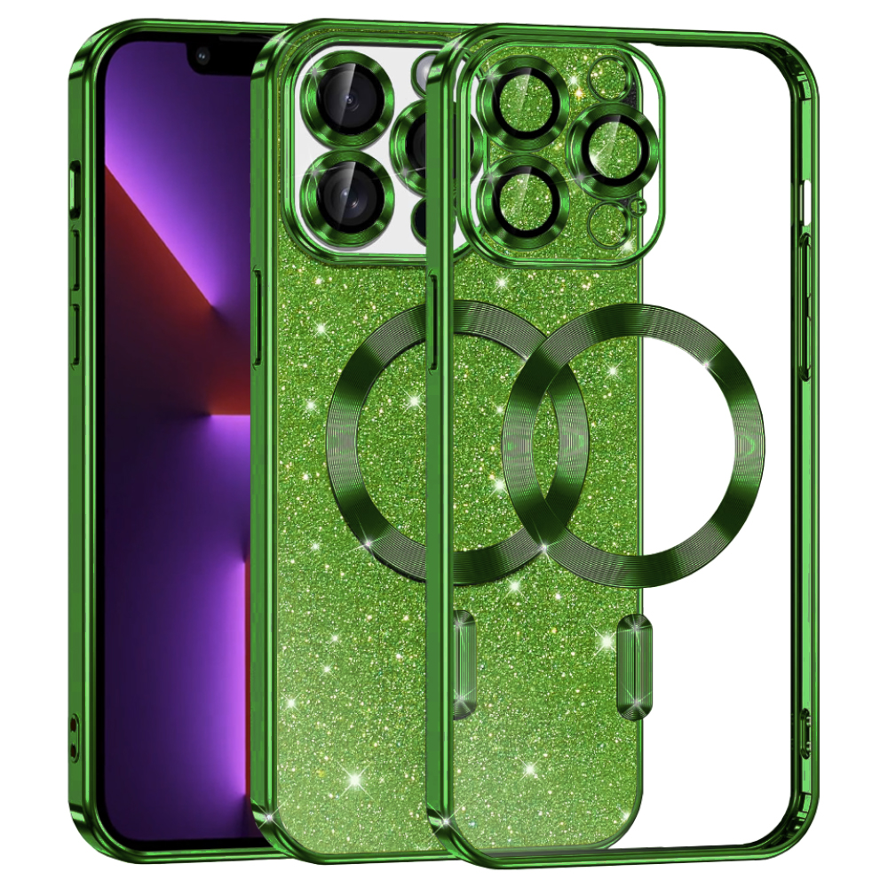 Калъф за iPhone 13 Pro - Techsuit Luxury Glitter MagSafe - Deep Зелен