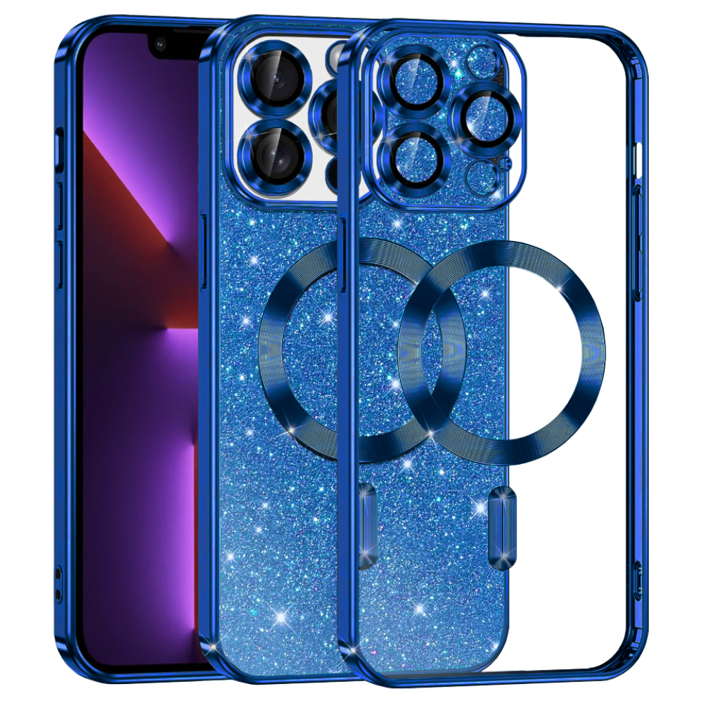 Калъф за iPhone 13 Pro - Techsuit Luxury Glitter MagSafe - Deep Син
