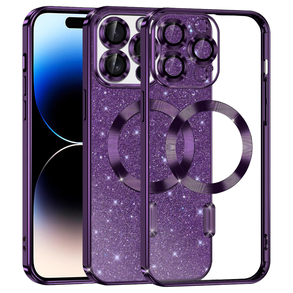 Калъф за iPhone 14 Pro - Techsuit Luxury Glitter MagSafe - Deep Лилав